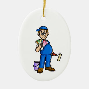Cerámica Pintor masculino con adorno de tarjetas de color d
