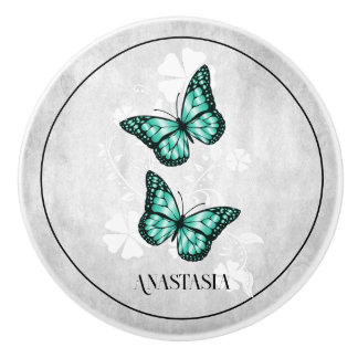 Cerámica Pomo cerámico personalizado de la flor de mariposa
