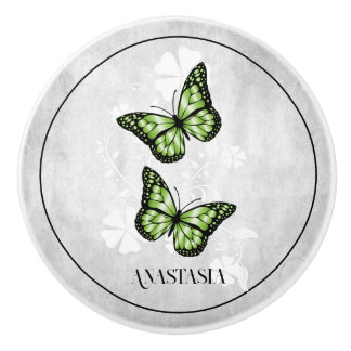Cerámica Pomo cerámico personalizado floral de mariposa ver