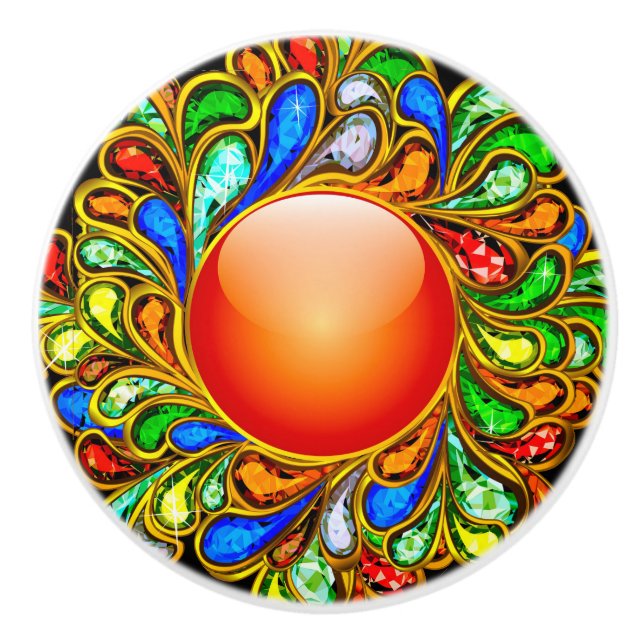 Cerámica Pomo de cajón de goma de joyas decorativas - SRF (Anverso)