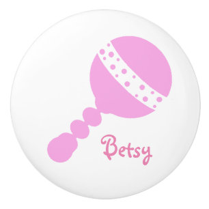 Cerámica Pomo de cajón de rattle rosado personalizado