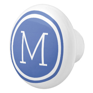 Cerámica Pomo de cajón personalizado con monograma azul