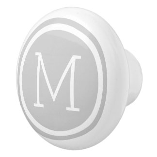 Cerámica Pomo de cajón personalizado con monograma gris