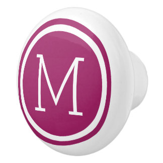 Cerámica Pomo de cajón personalizado con monograma morado d