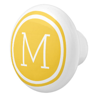 Cerámica Pomo de cajón personalizado monograma amarillo