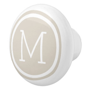 Cerámica Pomo de cajón personalizado monograma Beige