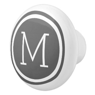 Cerámica Pomo de cajón personalizado monograma de gris de c