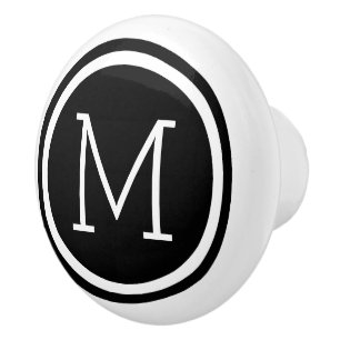Cerámica Pomo de cajón personalizado monograma negro