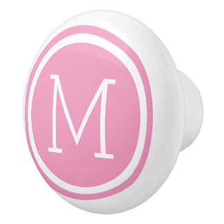 Cerámica Pomo de cajón personalizado monograma rosado