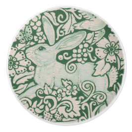 Cerámica Pomo de extracción de zócalo de follaje floral de 