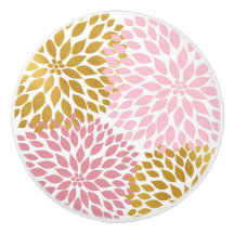 Pomo de gamberro floral de Dahlia de oro rosa