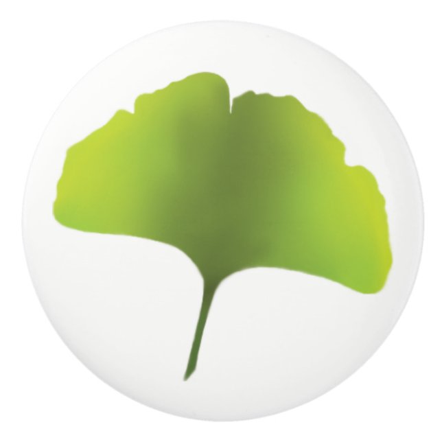 Cerámica Pomo de hoja de Ginko verde (Anverso)