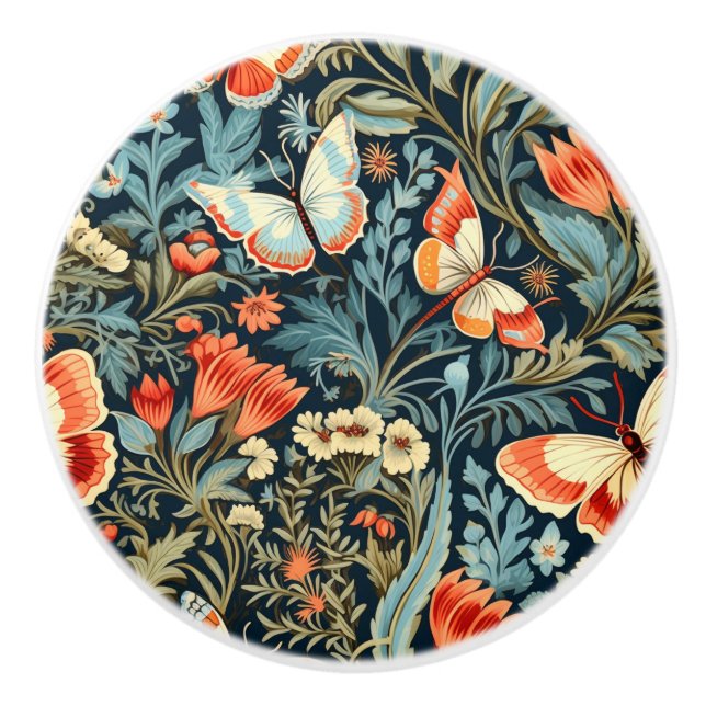 Cerámica Pomo de mariposa botánica oscuro (Anverso)