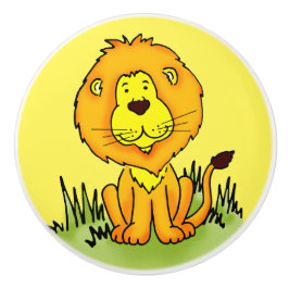 Cerámica Pomo gráfico de dibujo del león amarillo para niño