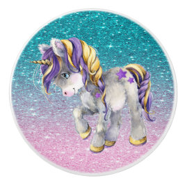 Cerámica Precioso pomo cerámico de unicornio