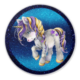 Cerámica Precioso pomo cerámico de unicornio