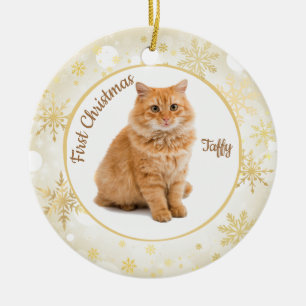 Cerámica Primer adorno de gato de Navidad