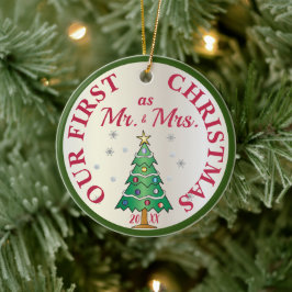 Cerámica Primer adorno de Navidad casados en árbol