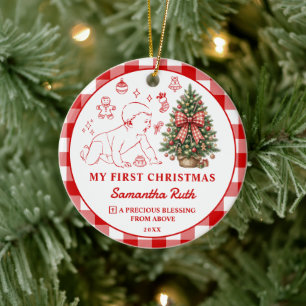 Cerámica Primer adorno de Navidad cristiano con foto del be