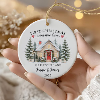 Cerámica Primer Navidad En Nuestra Nueva Casa Adorno De Cer