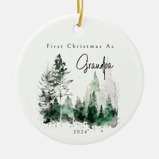 Cerámica Primera Navidad como adorno de feriado del abuelo (Frente)