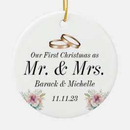 Cerámica Primera Navidad como un adorno de parejas casadas