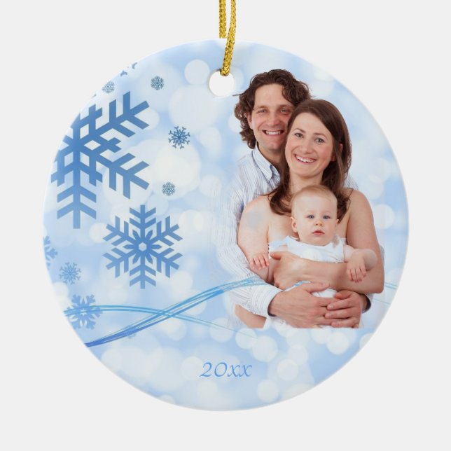 Cerámica Que nieve azul adorno de Navidad (Frente)