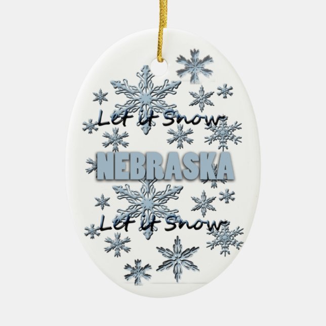 Cerámica Que nieve Nebraska adorno de Navidad (Frente)