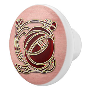 Cerámica R Macintosh Rosa en rosa. Pomo de la puerta