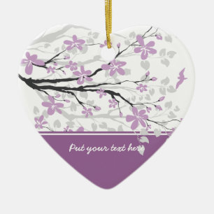 Cerámica Rama de magnolia y flores púrpura adorno personali