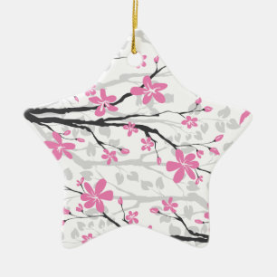 Cerámica Rama de magnolia y flores rosadas adorno personali