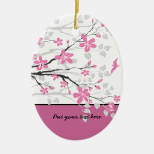 Cerámica Rama de magnolia y flores rosadas adorno personali