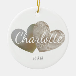 Cerámica Recién nacido/ adorno de encaje y corazón de perla