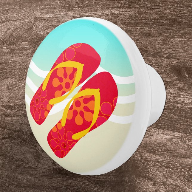 Cerámica Red Summer Beach Flip Flops Pomo de Puerta (Subido por el creador)