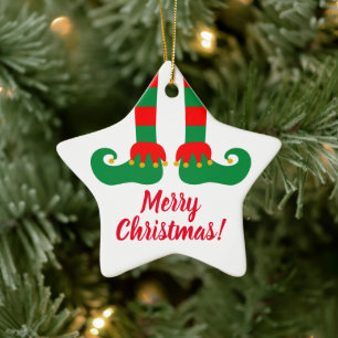 Cerámica Regalo de adorno de árbol de Navidad divertido pie
