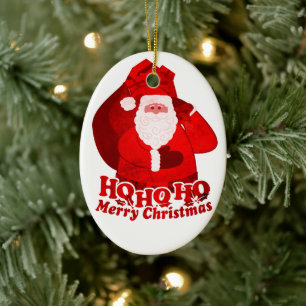 Cerámica Santa HO HO HO tu adorno rojo y blanco de saludo