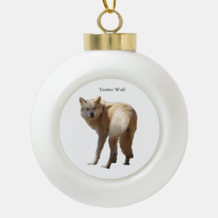 Cerámica Tipo Bola adorno de Lobo de Madera