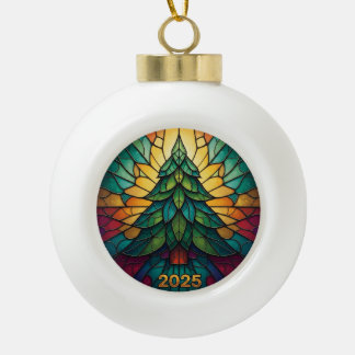 Cerámica Tipo Bola Adorno de Navidad 2025 Efecto de Vidrio Pintado Fa