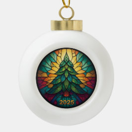 Cerámica Tipo Bola Adorno de Navidad 2025 Vidrio Falso Teñido Ef. 1 