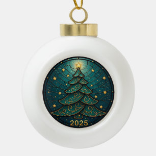Cerámica Tipo Bola Adorno de Navidad 2025 Vidrio Falso Teñido Efecto