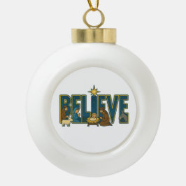 Cerámica Tipo Bola Adorno de Navidad "Cree"