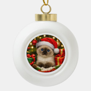 Cerámica Tipo Bola Adorno de Navidad de Gatito Siamés