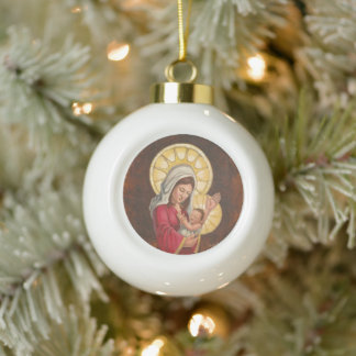 Cerámica Tipo Bola Adorno de Navidad de la Madonna y el Niño