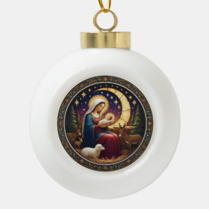 Cerámica Tipo Bola Adorno de Navidad de la Natividad – Doble Cara