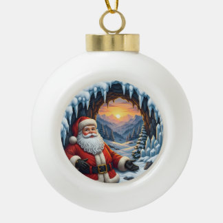 Cerámica Tipo Bola Adorno de Navidad de Santa Claus 2025 – Escena Inv