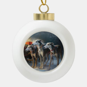 Cerámica Tipo Bola Adorno de Navidad de Trineo Nevado Greyhound