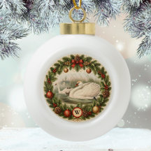 Adorno de Navidad personalizado Cisne y Cisnes Beb