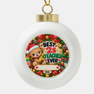 Cerámica Tipo Bola Mejor maestro de 2 años adorno de Navidad 2026