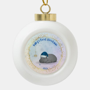 Cerámica Tipo Bola Primer adorno de Navidad de bebé Hipopótamo pigmeo
