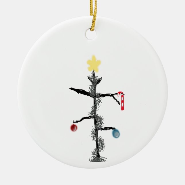 Cerámica Triste árbol de Navidad adormilado adorno de arte  (Frente)